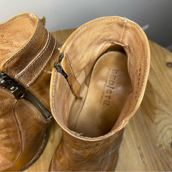 Bed Stu Cobbler Collection Isla Tan Rustic Leather Booties Size 8 - Picture 12 of 13
